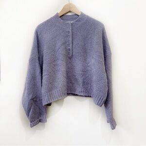 Oak + Fort Oversized Sweater Size Medium Pastel Purple Knit Balloon Sleeve